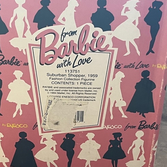 Enesco Barbie Suburban Shopper Figurine with Blue and White Striped Dress - Picture 7 of 8